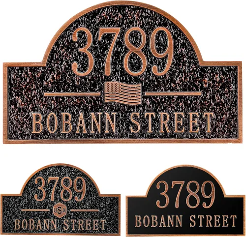 Vista 29 de Letrero de dirección fundido personalizado con número de casa, placa de dirección de casa de 12 pulgadas, letrero de número de Steet House