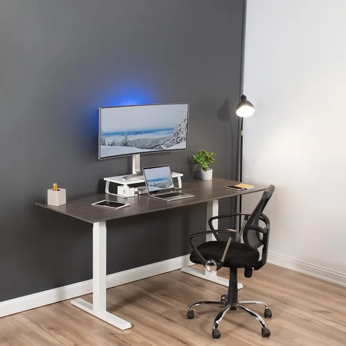 Vista 8 de VIVO Soporte para monitor de 24 pulgadas, elevador de escritorio de madera y acero, pantalla, teclado, portátil, escritorio ergonómico de TV pequeño