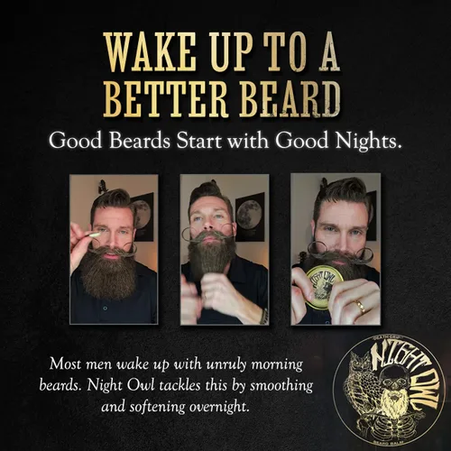 Vista 2 de Bálsamo para barba de búho nocturno con aroma cítrico Bálsamo para barba de 2 onzas para hombres (cítricos)