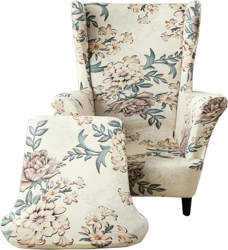 Vista 32 de CRFATOP 2 fundas elásticas para silla con respaldo de alas de mariposa, fundas de tela de elastano con respaldo de ala, fundas para sillón con parte