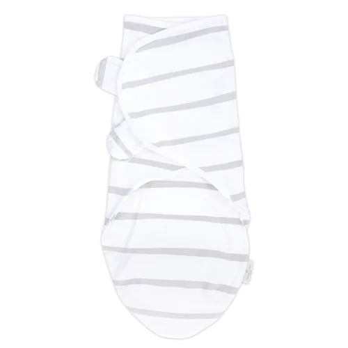 Vista 4 de Manta ajustable para envolver 2 unidades+2 gorros pequeños de 0 a 9.8 ft, rayas grises y puntos, gris