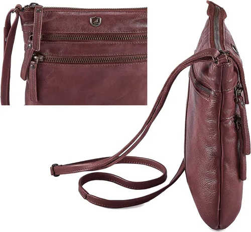 Vista 4 de Bolso bandolera para mujer, pequeño bolso de cuero real, bolso cruzado de viaje vintage hecho a mano