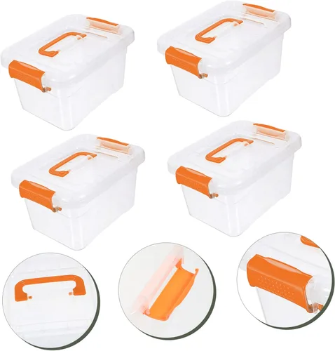 Vista 3 de Organizador de maquillaje para cajón, caja de 4 piezas, caja de almacenamiento portátil, contenedores de 16 cuartos de galón para organizar