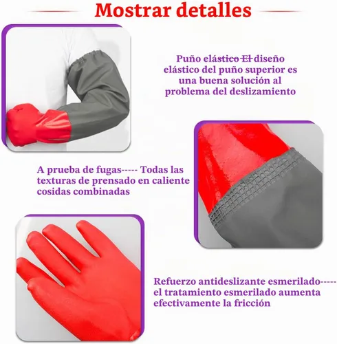 Vista 4 de Coopache Guantes de estanque de brazo completo con forro de algodón, guantes impermeables extra largos para limpieza de estanques/industria
