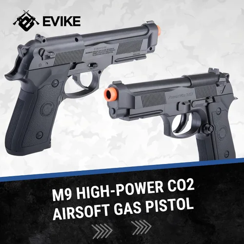 Vista 6 de Evike Airsoft - Win Gun Pistola de aire comprimido de gas Airsoft de alta potencia M9 CO2 - Negro