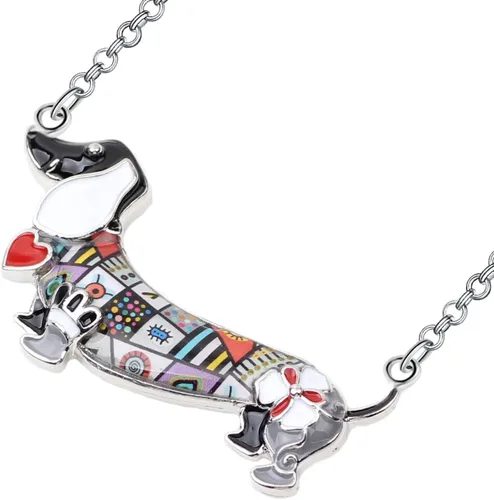 Vista 3 de BONSNY - Collar con colgante de corazón para perro, diseño de perro y mascotas, diseño de perro