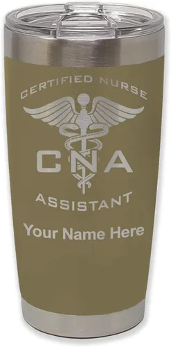 Vista 36 de LaserGram Vaso aislado al vacío de 20 onzas, asistente de enfermera certificada por CNA, grabado personalizado incluido (negro)