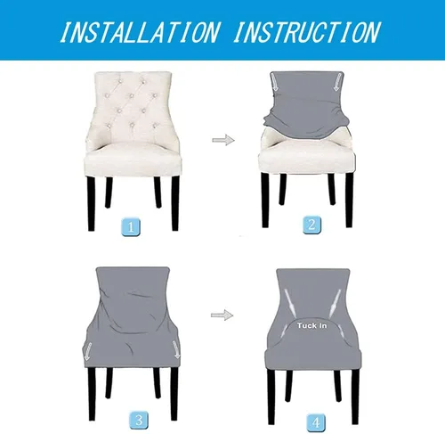 Vista 7 de Juego de 1 fundas elásticas para silla con respaldo de ala, protector reutilizable para silla de brazo, protector lavable para silla de comedor