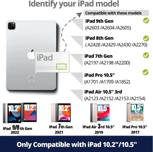 Vista 4 de WIWU Funda para iPad de 9ª/8ª/7ª generación con teclado, funda desmontable con soporte vertical, para Air 3rd, iPad Pro 10.5 pulgadas, trackpad