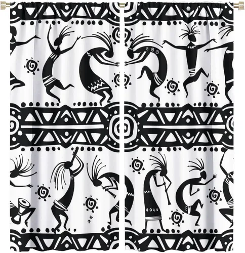 Vista 19 de Kokopelli - Cortinas opacas para cocina, decoración de sala de estar, dormitorio, 21 x 45 pulgadas, 2 paneles
