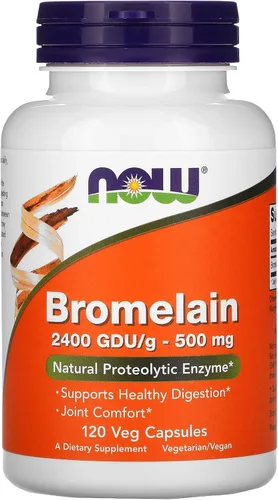 Vista 2 de Now Foods Bromelina 2400Gdu/500 mg, 120 Vcaps (paquete de 2)