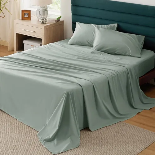 Vista 14 de Bedsure Sábanas de Percal 100% Algodón Tamaño Full, Sábanas de Cama Tamaño Full con Bolsillo Profundo de Hasta 16 Pulgadas, Transpirables y Suaves