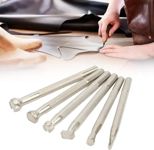 Vista 4 de 6 Pcs Leather Stamping Tools Set, Stainless Steel Leather Stamp Punch, Professional Leather Crafting Tools with Flat Bottom for Accurate Printing