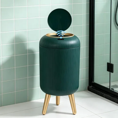Vista 8 de URALFA - Cubo de basura con sensor de movimiento y tapa, 3 galones / 11 L, cubo de basura automático para baño, cubo de basura sin contacto, cubo