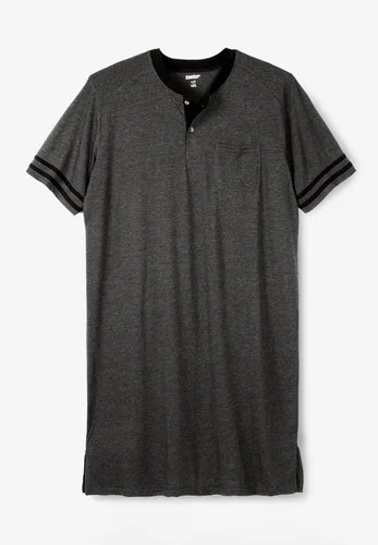 Vista 2 de KingSize Camisón Henley de manga corta para hombre grande y alto Gris Caliente Carbón