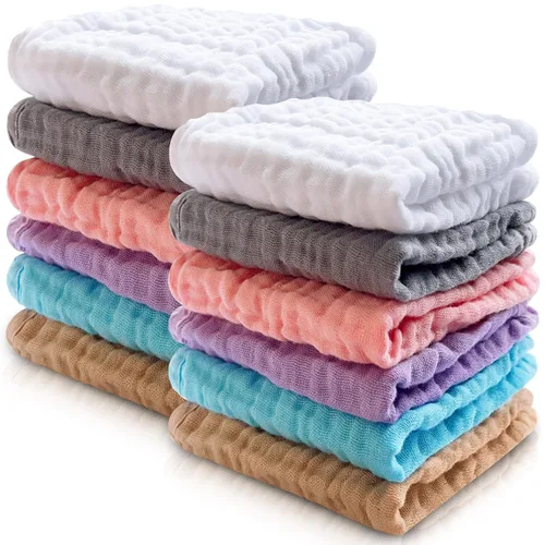 Vista 14 de Cute Castle Paquete de 24 paños de muselina para bebé, 100% algodón, ultra absorbentes, grandes, 20 x 10 pulgadas, trapos de leche súper Aguamarina