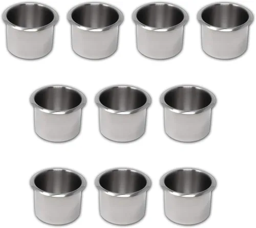 Vista 2 de DA VINCI Lote de 10 soportes para latas de mesa de póquer de acero inoxidable, se adapta a latas de soda estándar o botellas de cerveza