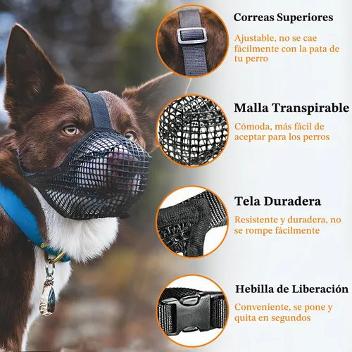 Vista 5 de Crazy Felix Bozal de perro cubierto de malla para perros pequeños, medianos y grandes, anticomer