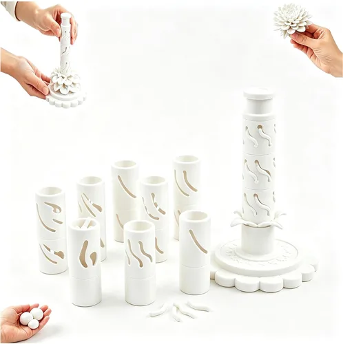 Vista 8 de Promted Flower Modular Clay Bloom Maker con 9 mangas moldeadoras Rosa