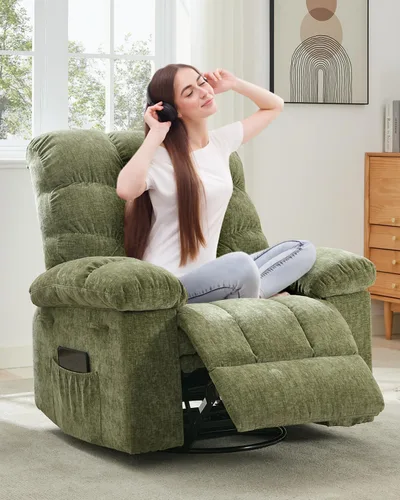 Vista 2 de Garvee Silla reclinable mecedora de 21.4 pulgadas, para sala de estar y Verde-1