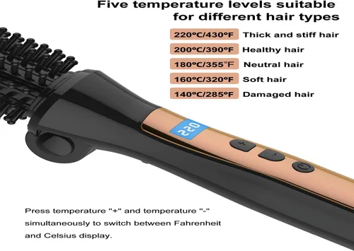 Vista 5 de Rizador de pelo de cerámica turmalina rodillo de pelo peine de pelo rizador de pelo herramientas de peinado viaje plegable rizador ideal mujeres [US]