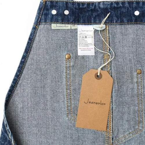 Vista 8 de Jeanerlor - Delantal de mezclilla con 4 bolsillos para mujeres y hombres - Estilo lavado correas cruzadas en la espalda y ajustable S a XXXL, Azul