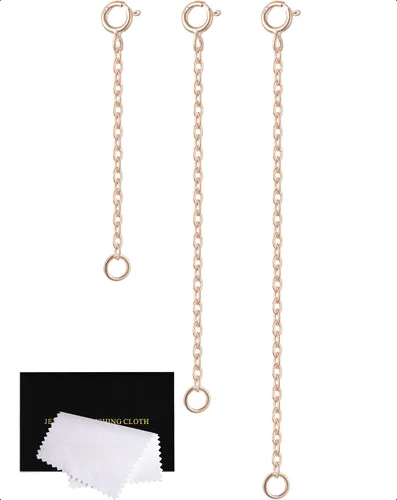 Vista 8 de Extensores de collar para mujer, extensor de pulsera de oro, extensión de joyería de cadena dorada para tobillera para mujer, juego de 2 piezas
