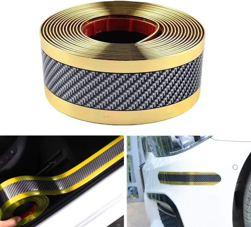 Vista 7 de Youngine Protectores de umbral de puerta de coche de fibra de carbono universal autoadhesivo flexible para coche, SUV, camioneta, protector de Negro