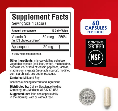 Vista 6 de Prevagen Mejora la memoria: fuerza extra de 20 mg, 60 cápsulas, con apoequorina y vitamina D y prevagen 7 días píldora Suplemento cerebral