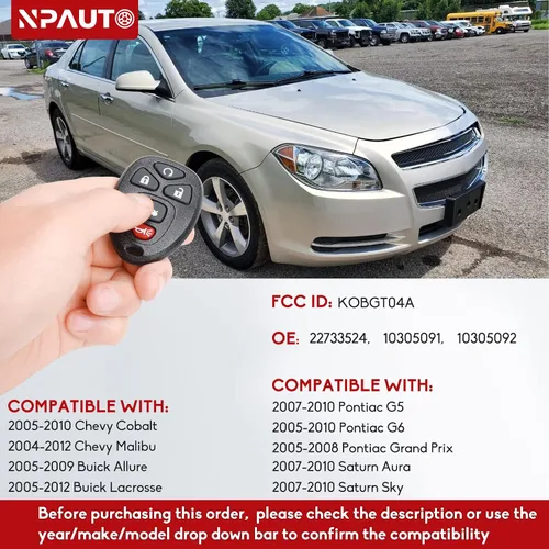 Vista 2 de Llavero de repuesto para Chevrolet Cobalt 06-10, Chevy Malibu 04-12, Pontiac G5 07-09, 05-10 G6, 05-08 Grand Prix, 07-10 Saturn Aura Sky, 05-09