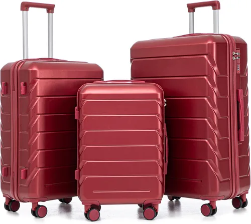 Vista 34 de Merax 3 piezas expandible ABS Hardshell equipaje Sets Spinner Wheel Maleta TSA Lock Suit Case, Apertura frontal negra, Juego de 2 piezas, Maleta