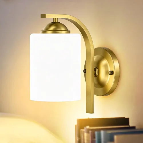 Vista 21 de Juego de 2 apliques de pared, lámparas de baño cableadas, iluminación de pared moderna para tocador de baño con pantalla de vidrio transparente