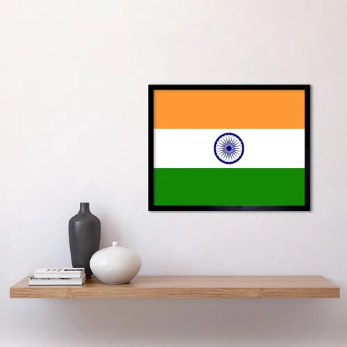 Vista 2 de Artery8 Póster enmarcado de la bandera nacional de la India, bandera patriótica, bandera mundial, región del país, decoración de pared, 12 x 16
