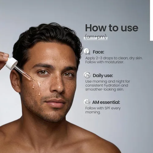 Vista 8 de Natural Outcome Man Skin Supreme Moisture Serum Mens I Mens Suero facial antienvejecimiento de día y noche I Suero de humedad avanzada con ácido
