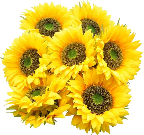 Vista 8 de Flores artificiales, 20 cabezas de girasol de seda de 6 pulgadas de ancho, girasol falso de aspecto real para centros de mesa de boda, decoración
