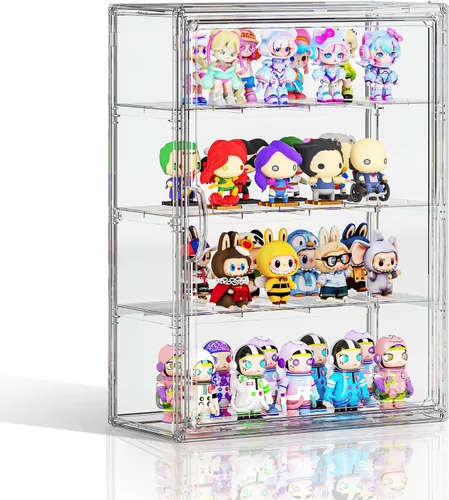 Vista 9 de Vitrina de acrílico transparente de 4 niveles para figuras coleccionables montada en la pared, vitrina de exhibición de figuras de hobby