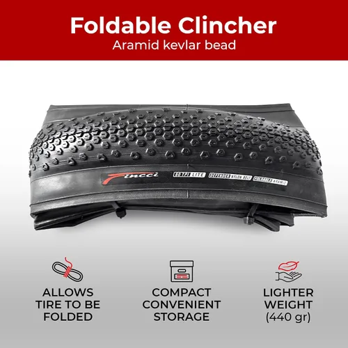 Vista 5 de Fincci Pair 700x38c Bike Tire - Gravel Foldable Kevlar 40-622 Puncture Resistant Bike Tires 1 mm Nylon - Grooved 700c Bike Tire - 28 inch Tyre for