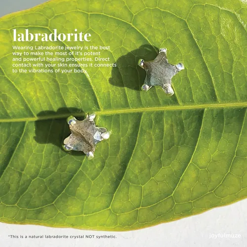 Vista 2 de Aretes de estrella de piedras preciosas naturales para mujeres y hombres, lapislázuli, ónix, piedra lunar, labradorita, turmalina negra, hechos a