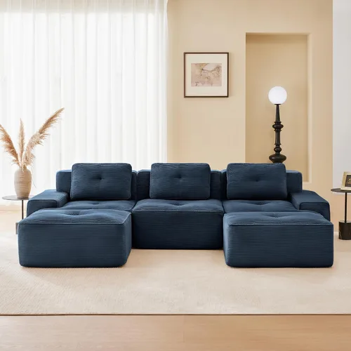 Vista 52 de Sofás modulares sin hueso de 152.8 pulgadas para sala de estar, sofá modular con diván en forma de L, cómodo asiento profundo tapizado de tela