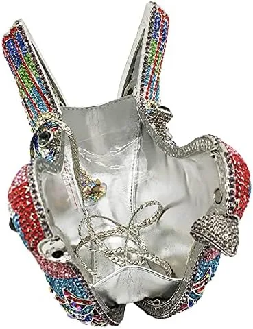 Vista 6 de Boutique De FGG Monederos de mano de cristal para mujer, elegante bolso de noche con diamantes de imitación, paloma de graduación, bolso de mano