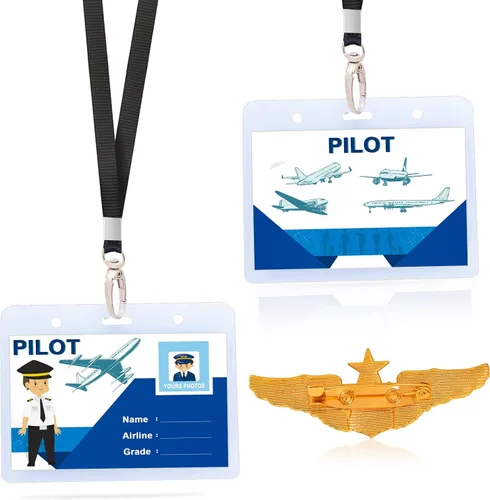 Vista 2 de Sombrero de piloto de aerolínea, accesorio de disfraz de piloto con gafas de sol de aviador para adultos y adolescentes, suministros de cosplay