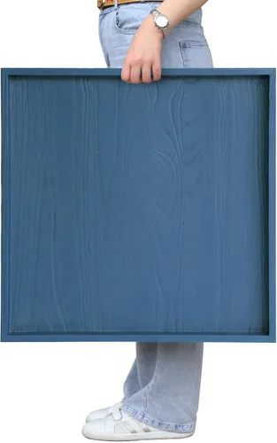 Vista 28 de Gurfuy Bandeja de madera rústica de 20 pulgadas para servir – Bandeja redonda extragrande para mesa de café decorativa de granja de gran