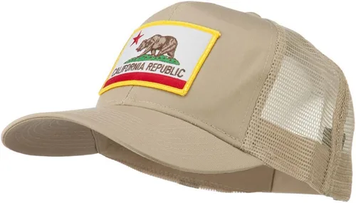 Vista 22 de e4Hats.com Gorra de malla de sarga parcheada con bandera del estado de California