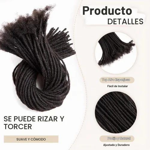 Vista 3 de DAIXI 0.2cm y 0.4cm y 0.6cm y 0.8cm de grosor 4-18 pulgadas 10 hebras extensiones de rastas de cabello humano 100% real para hombres/mujeres