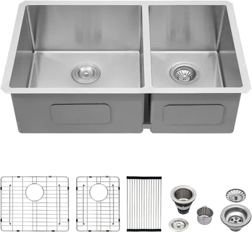 Vista 12 de Logmey Fregadero de cocina de doble tazón Acero inoxidable