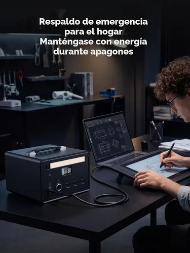 Vista 5 de Portable Power Station 1000W 1008Wh LiFePO4 140W USB-C 3AC 8Port Gray
