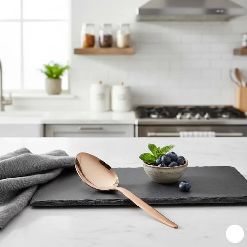 Vista 4 de Chef Kunz - Cuchara de cobre Cuchara de cocina de acero inoxidable 18/10 de titanio oro rosa 18/10 Cucharas de chef diarias para salsar