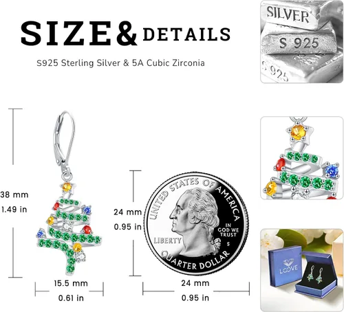 Vista 166 de Aretes colgantes de plata de ley con diseño de árbol de la vida, flor, abeja, animales, gato, colibrí, piedra lunar, turquesa, aretes con cierre