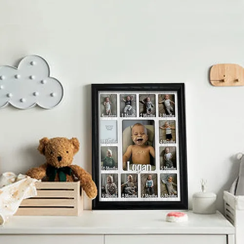 Vista 2 de Northland Baby - Marco personalizado para el primer año, con capacidad para doce fotos de decoración de guardería de recién nacidos de 2.5 x 3.5