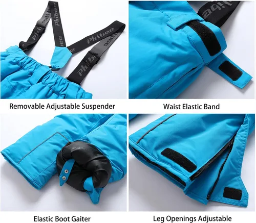 Vista 3 de PHIBEE - Pantalones de esquí impermeables y transpirables de poliéster para niños.